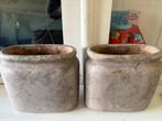 PTMD bloempotten brons grijs kleur, Ophalen, Kunststof, Rond, Zo goed als nieuw