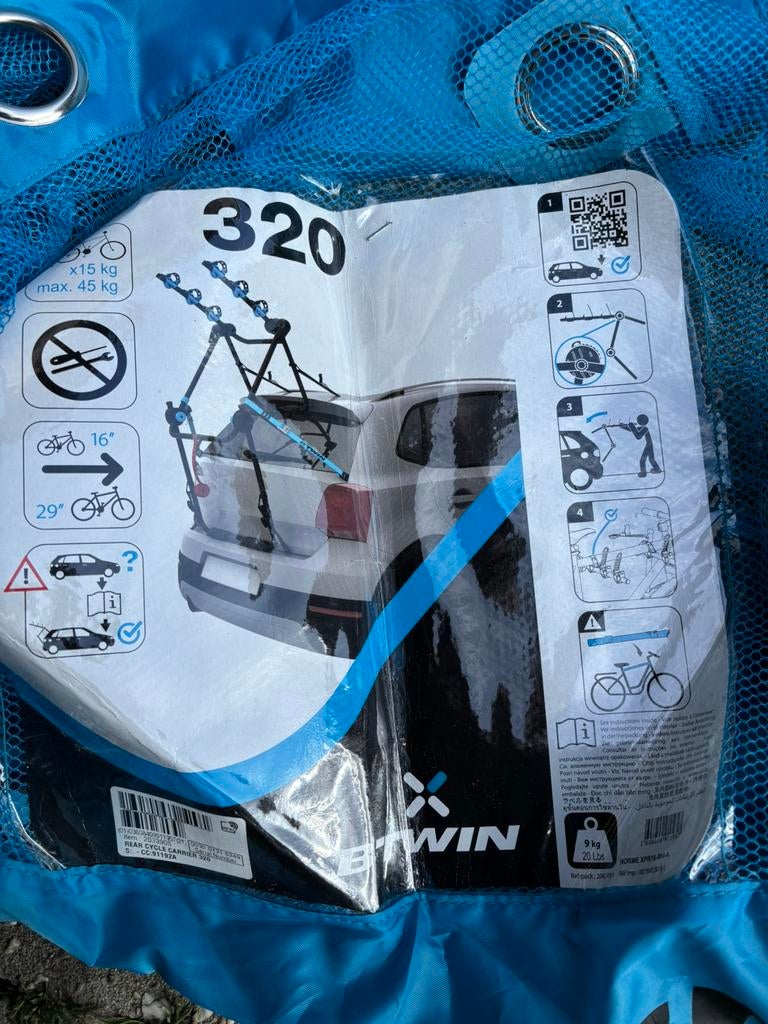 B’twin fietsendrager voor auto’s zonder trekhaak, Ophalen, 3 fietsen of meer, Zo goed als nieuw, Achterklepdrager