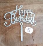 Happy birthday taarttopper zilver acryl, Hobby en Vrije tijd, Taarten en Cupcakes maken, Ophalen of Verzenden, Nieuw, Taarten