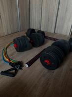 Complete fitness set: dumbbells, barbell, stieken, Sport en Fitness, Fitnessmaterialen, Ophalen, Gebruikt, Armen, Halterset
