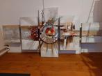 5 luik schilderij 162x80 cm wit, zilver, bruin, grijs, rood, Antiek en Kunst, Ophalen