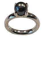 18 kt Witgouden Bronring met tahiti parel, Wit, Ophalen of Verzenden, Zo goed als nieuw, 17 tot 18