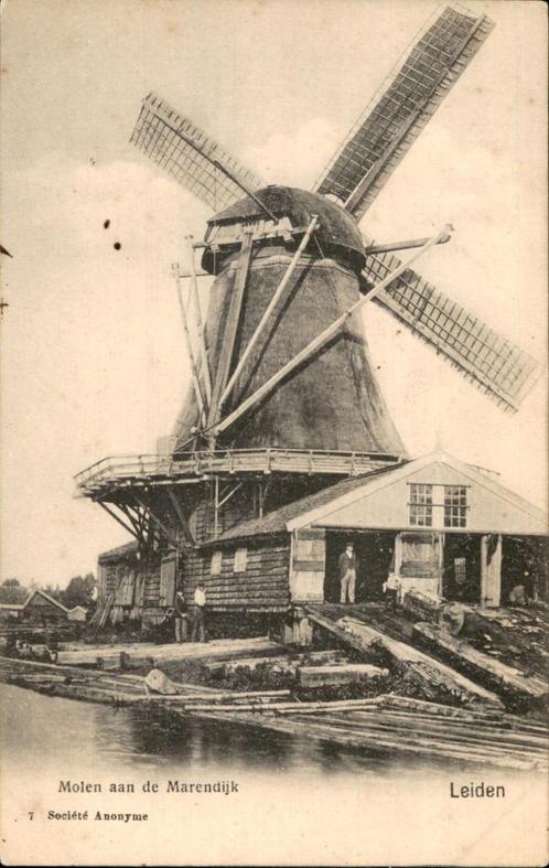 Leiden Molen aan de Marendijk vóór 1906, Verzamelen, Ansichtkaarten | Nederland, Ongelopen, Zuid-Holland, Voor 1920, Ophalen of Verzenden