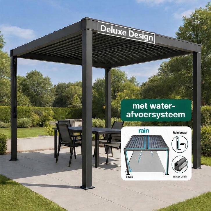 Pergola Mirador - 3x3m - NIEUW - Lamellenoverkapping, Tuin en Terras, Overkappingen, Nieuw, Tuinpaviljoen, Ophalen of Verzenden