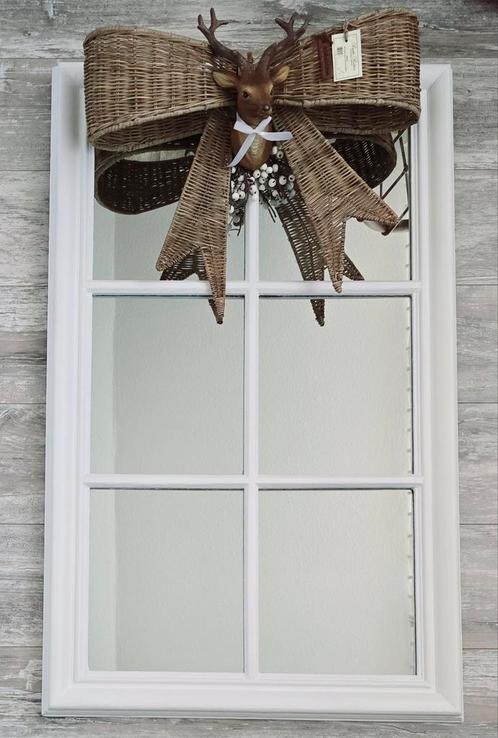 Ruitjes Spiegel met nieuw rivièra maison  rr strik, Huis en Inrichting, Woonaccessoires | Spiegels, Gebruikt, 50 tot 75 cm, 100 tot 150 cm