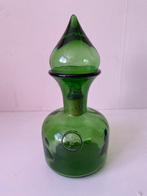 Vintage Groene Karaf met Stop, Antiek en Kunst, Antiek | Glas en Kristal, Ophalen of Verzenden