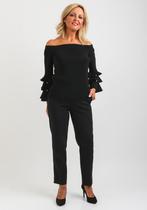 Ribkoff luxe top zwart pareltjes lange mouw off shoulder M, Maat 38/40 (M), Verzenden, Zwart, Joseph Ribkoff