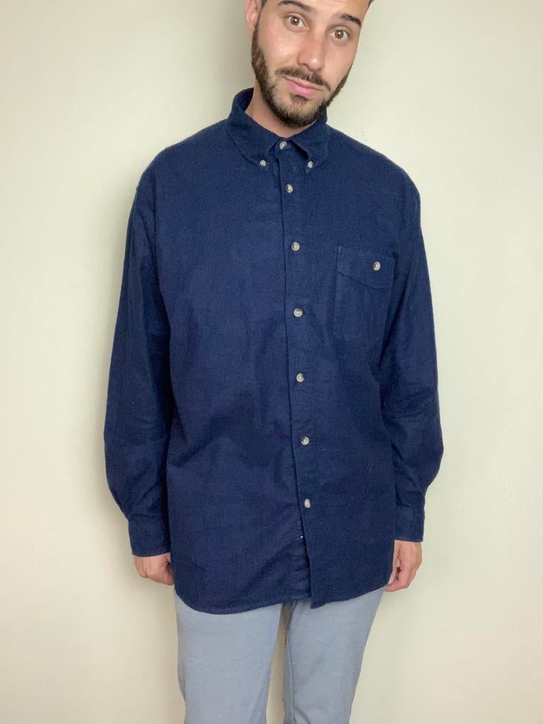 Vintage shirt / overhemd - blauw - Atlas- L / Large, Kleding | Heren, Overhemden, Hgv, Blauw, 1073 BK, Vintage