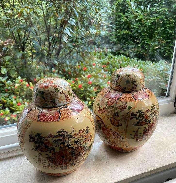 Twee antieke Chinese gemberpotten, Antiek en Kunst, Antiek | Keramiek en Aardewerk, Ophalen of Verzenden