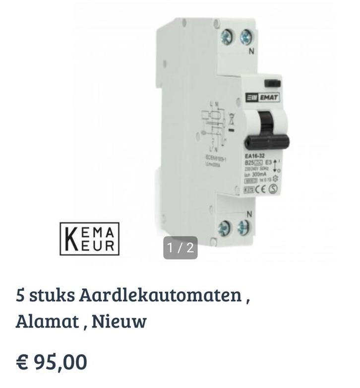 5 stuks Aardlekautomaten , Alamat , Nieuw, Hobby en Vrije tijd, Elektronica-componenten, Nieuw, Ophalen
