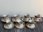Brocante 7 Porselein Kop / Schotels - Bladgoud, Bloemen,, Antiek en Kunst, Antiek | Servies compleet, Ophalen