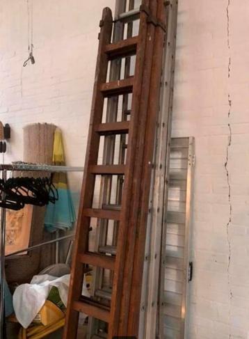 Ladder Houten schilders hout 3 x 9 tussen spoort 21 cm. beschikbaar voor biedingen