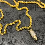 14k gouden rope ketting chain met kogel hanger, Sieraden, Tassen en Uiterlijk, Kettingen, Ophalen of Verzenden