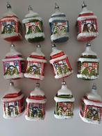 Oude kerstballen van glas huisjes, Ophalen of Verzenden