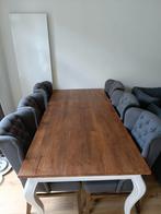 Oriental teak eettafel en  6 stoelen, Huis en Inrichting, Tafels | Eettafels, 200 cm of meer, 50 tot 100 cm, Teakhout, Gebruikt