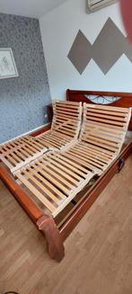 Tweepersoons bed incl.verstelbare bodems, Ophalen, Verstelbaar, Bruin, Tweepersoons