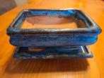 bonsai pot met schotel, blauw, Ophalen of Verzenden, Zo goed als nieuw, Aardewerk, Rechthoekig