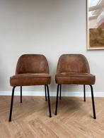 2 WOOOD Vogue Eetkamerstoelen - Leer - Cognac, Huis en Inrichting, Stoelen, Ophalen, Twee, Bruin, Leer