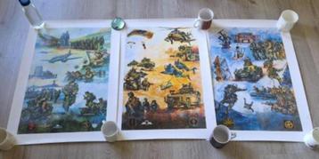 3 militaire posters van Paul Kerrebijn beschikbaar voor biedingen
