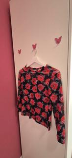Black sheer floral top, H&M, Zwart, Ophalen of Verzenden, Zo goed als nieuw