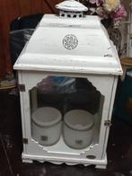 Witte decoratieve lantaarn / kandelaar, Ophalen, Wit, Zo goed als nieuw, Hout