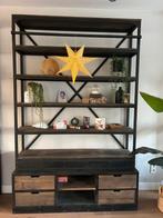Industriële Boekenkast met Hout en Metaal, Huis en Inrichting, Kasten | Boekenkasten, Gebruikt, 200 cm of meer, 150 tot 200 cm