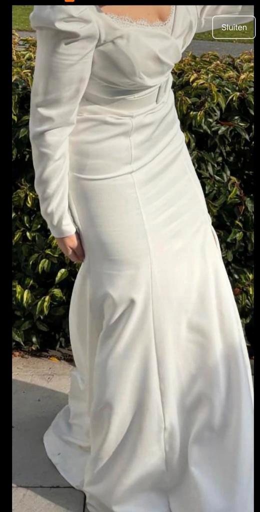 Elegante Trouwjurk - 1x Gedragen, Kleding | Dames, Trouwkleding en Trouwaccessoires, Zo goed als nieuw, Trouwjurk, Wit, Ophalen of Verzenden