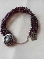 Oud granaten armband + zilveren slot  20 cm, Verzenden, Gebruikt, Rood, Steen of Mineraal