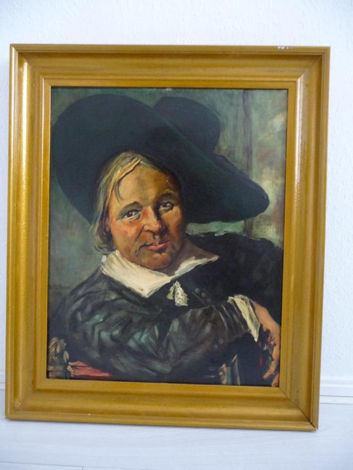 schilderij DE MAN MET DE SLAPPE HOED - naar FRANS HALS, Antiek en Kunst, Kunst | Schilderijen | Klassiek, Ophalen