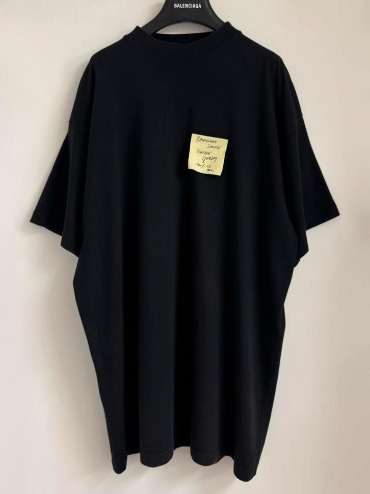 Balenciaga Sticky Note T-Shirt Zwart Oversized Maat 3, Kleding | Heren, T-shirts, Zo goed als nieuw, Maat 52/54 (L), Zwart, Ophalen of Verzenden