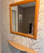 Samen 5 euro Spiegel houten omlijsting met schapje houtkleur, Ophalen, Minder dan 50 cm, Gebruikt, Minder dan 100 cm