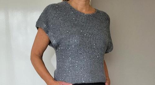 Erg mooie top M grijs glitter pailletjes, Kleding | Dames, Tops, Zo goed als nieuw, Maat 36 (S), Grijs, Korte mouw, Ophalen of Verzenden