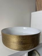 Waskom BWS Keramiek Met Geborsteld Goud Relief 36 cm Wit, Ophalen of Verzenden, Zo goed als nieuw, Rond, Porselein of Keramiek