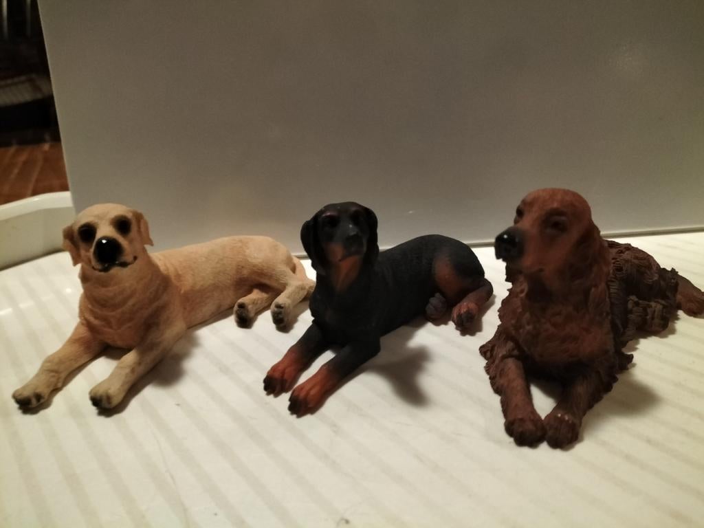 3 Liggende Honden Beeldjes Polystone - Nieuw, Antiek en Kunst, Ophalen of Verzenden