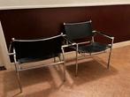 2 Fauteuils chrome leer Gerard Vollenbrock, Huis en Inrichting, Fauteuils, Ophalen, Gebruikt, Modern, 50 tot 75 cm