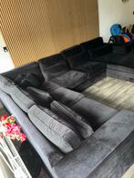 Zwarte U-Bank - Ruime Hoekbank, Huis en Inrichting, Gebruikt, 100 tot 125 cm, Hoekbank, 300 cm of meer