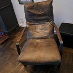 2 tuigleren fauteuils met staal d grijs van eijerkamp, Huis en Inrichting, Stoelen, Ophalen, Twee, Leer, Zo goed als nieuw