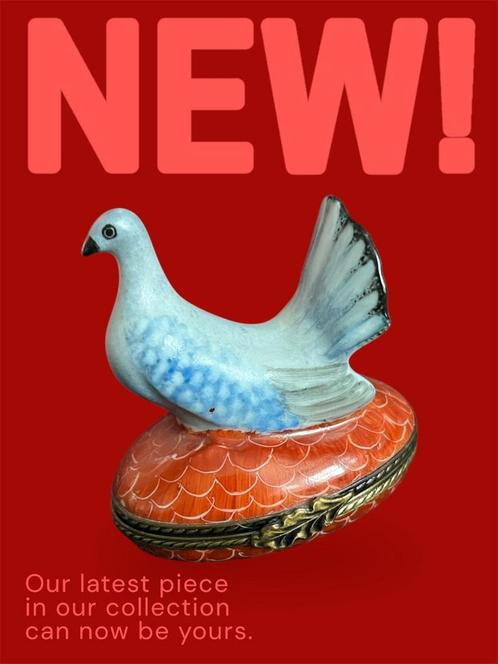 Lovely Limoges frans pillendoosje peintmain duif porselein, Antiek en Kunst, Antiek | Keramiek en Aardewerk, Verzenden