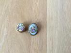 Oude broche en doosje: miniatuur schildering op porselein, Ophalen, Zo goed als nieuw, Goud, Overige materialen