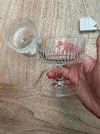 6 x cocktail glaasje plat model met facet rand dik glas, Ophalen, Zo goed als nieuw, Overige typen