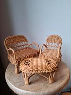 Vintage / retro rieten poppenhuis set, Ophalen of Verzenden, Gebruikt, Toebehoren