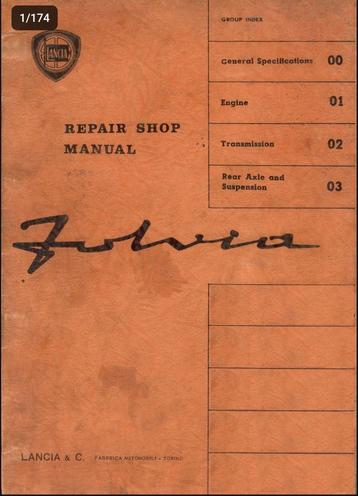 Lancia Fulvia Werkplaatshandboek tot 1970 Digitaal PDFormaat beschikbaar voor biedingen