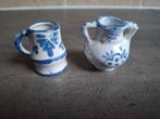 Vintage miniatuur Delfts blauwe kruikje en vaasje., Antiek en Kunst, Antiek | Keramiek en Aardewerk, Ophalen of Verzenden