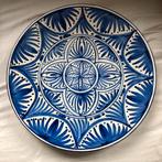 Platte gebaksschaal, 34 cm dia. Aardewerk. Blauw/Wit., Ophalen, Schaal, Rond, Zo goed als nieuw