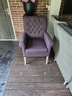 Paarse fauteuil in goede staat, Hout, Minder dan 75 cm, Ophalen of Verzenden, Zo goed als nieuw