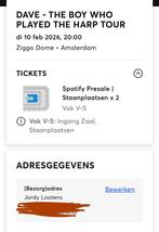 2 staplaatsen voor The boy who played the harp in Ziggo Dome, Tickets en Kaartjes, Twee personen, Februari