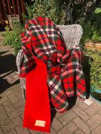 Prachtig rood/ groen geblokte vintage wollen deken, Huis en Inrichting, Ophalen of Verzenden, Zo goed als nieuw
