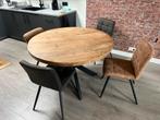 Eettafel met stoelen, zgan, Rond, Zo goed als nieuw, Vier personen, Industrieel