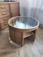 Vintage rotan salontafel, Huis en Inrichting, Tafels | Salontafels, Ophalen, 50 tot 100 cm, Rond, Nieuw