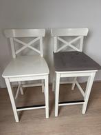 2x IKEA Rosentorp Barkruk - Wit - Gebruikt, Ophalen, Gebruikt, Met voetsteun, 60 tot 90 cm